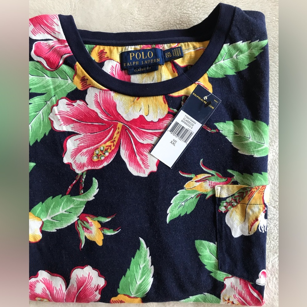 Polo by Ralph Lauren Barbados Navy Floral Tee Shirt
